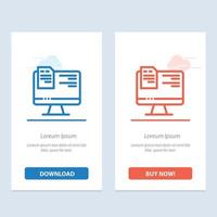 Computer File Education Online  Blue and Red Download and Buy Now web Widget Card Template vector