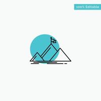 Success Mountain Peak Flag  turquoise highlight circle point Vector icon
