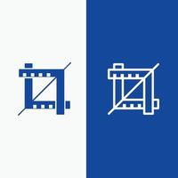 diseño de cultivos línea gráfica y glifo icono sólido bandera azul línea y glifo icono sólido bandera azul vector