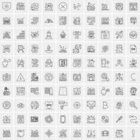 Pack of 100 Universal Line Icons for Mobile and Web vector