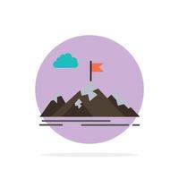 Achievement Aim Business Goal Mission Mountains Target Abstract Circle Background Flat color Icon vector