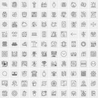 paquete de 100 iconos de líneas universales para móviles y web vector