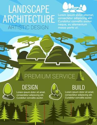 Landscape design banner with eco park green tree