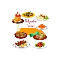 Bulgarian cuisine icon of lunch with dessert vector