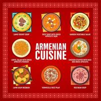 Armenian cuisine restaurant menu vector template