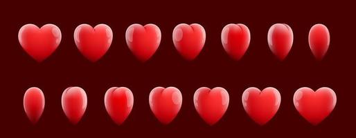 Animated red heart sequence game sprite sheet vector
