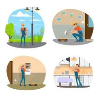 Electrician with tool icon of electrical service vector