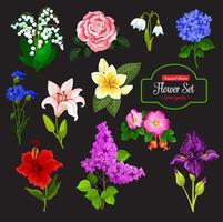 Flower icon of garden and tropical flowering plant vector