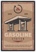 cartel retro de vector de servicio de estación de gasolina