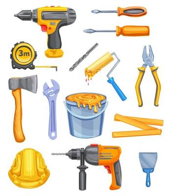 Repair tool and equipment watercolor icon design