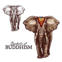 bosquejo de elefante indio del budismo religión animal vector
