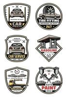 Vector retro icons for car auto service