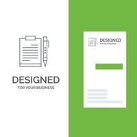 Document Business Clipboard File Page Planning Sheet Grey Logo Design and Business Card Template vector