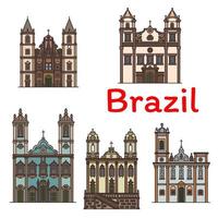 Brazilian architecture travel landmark linear icon vector