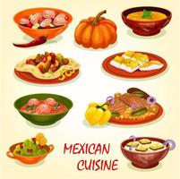 icono de la cocina mexicana con comida tradicional vector