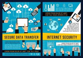 cartel de vector de tecnología de seguridad de internet de datos