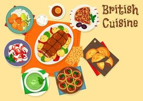 icono de platos tradicionales de carne de la cocina británica vector
