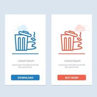 Environment Garbage Pollution Trash  Blue and Red Download and Buy Now web Widget Card Template vector