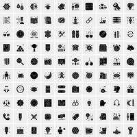 Set of 100 Universal Solid Icons vector