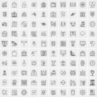 paquete de 100 iconos de líneas universales para móviles y web vector