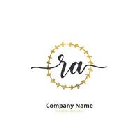 RA Initial handwriting and signature logo design with circle. Beautiful design handwritten logo for fashion, team, wedding, luxury logo. vector