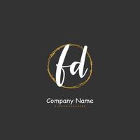 FD Initial handwriting and signature logo design with circle. Beautiful design handwritten logo for fashion, team, wedding, luxury logo. vector