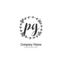 PG Initial handwriting and signature logo design with circle. Beautiful design handwritten logo for fashion, team, wedding, luxury logo. vector