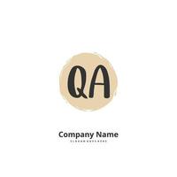 QA Initial handwriting and signature logo design with circle. Beautiful design handwritten logo for fashion, team, wedding, luxury logo. vector