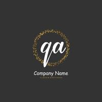 QA Initial handwriting and signature logo design with circle. Beautiful design handwritten logo for fashion, team, wedding, luxury logo. vector