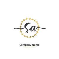 SA Initial handwriting and signature logo design with circle. Beautiful design handwritten logo for fashion, team, wedding, luxury logo. vector