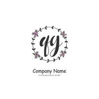 QG Initial handwriting and signature logo design with circle. Beautiful design handwritten logo for fashion, team, wedding, luxury logo. vector