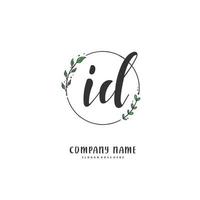 ID Initial handwriting and signature logo design with circle. Beautiful design handwritten logo for fashion, team, wedding, luxury logo. vector