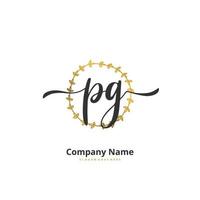 PG Initial handwriting and signature logo design with circle. Beautiful design handwritten logo for fashion, team, wedding, luxury logo. vector