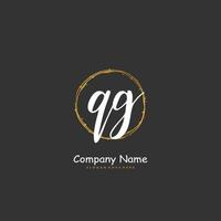 QG Initial handwriting and signature logo design with circle. Beautiful design handwritten logo for fashion, team, wedding, luxury logo. vector