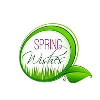Spring time green leaf wish vector icon