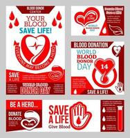 World Blood Donor Day banner with heart and drop vector