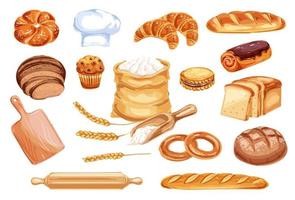 Bread watercolor icon of bakery and pastry food vector