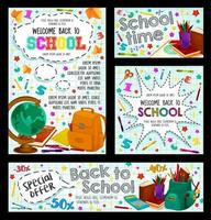 Back to school poster for education, sale design vector