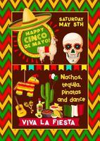 cartel vectorial mexicano para la fiesta del cinco de mayo vector