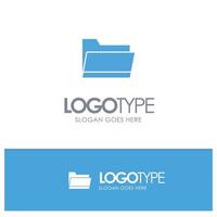 Folder Open Data Storage Blue Solid Logo with place for tagline vector