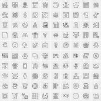 Pack of 100 Universal Line Icons for Mobile and Web vector