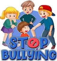 Stop Bullying text with cartoon character vector