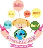 World hello day banner design vector