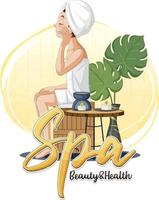 Spa beauty and health text with spa woman vector