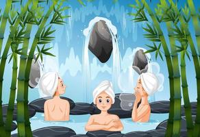 People in nature thermal bath vector