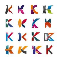 icono de la letra k del diseño de fuente del alfabeto abstracto vector