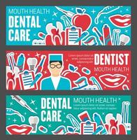 Dental clinic banner for tooth health care design vector