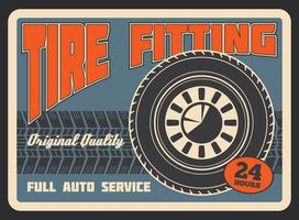 Vector retro poster for car tire fitting