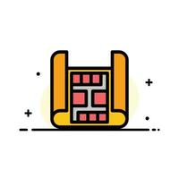 Map Construction Building  Business Flat Line Filled Icon Vector Banner Template