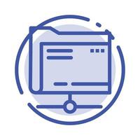 Folder Data Server Storage Blue Dotted Line Line Icon vector